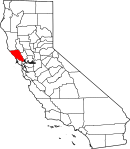 Map of California highlighting Sonoma County